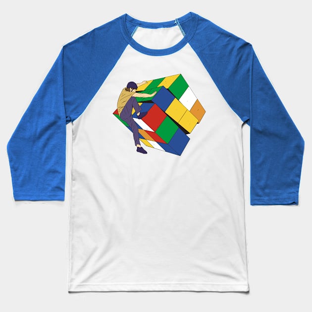 Cube Climber Baseball T-Shirt by LindenDesigns